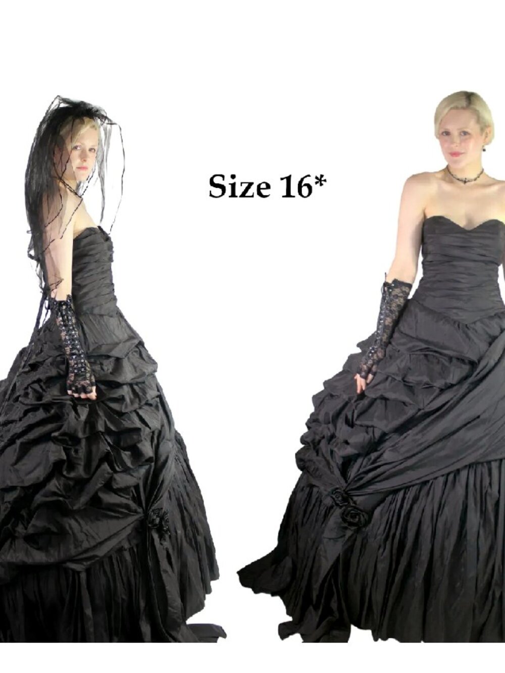 Gothic Wedding Collection - Size 16* - 5 Piece Dress, Hoop Skirt, Veil, Gloves